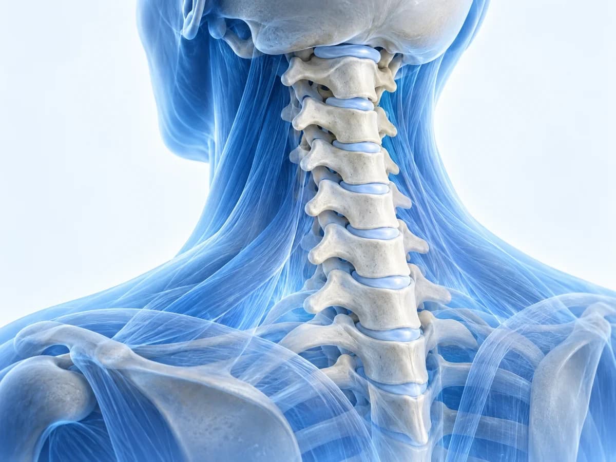 Anatomical illustration of the cervical spine in the neck